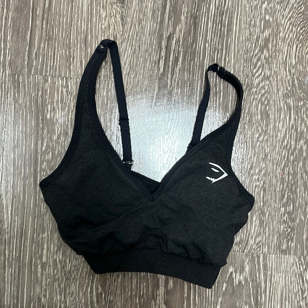 Gymshark vital seamless 2.0 v neck sports bra black marl